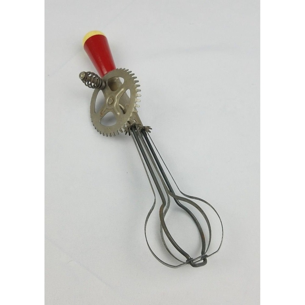 Vintage mid century Ekco egg beater manual rotating rustic primitive